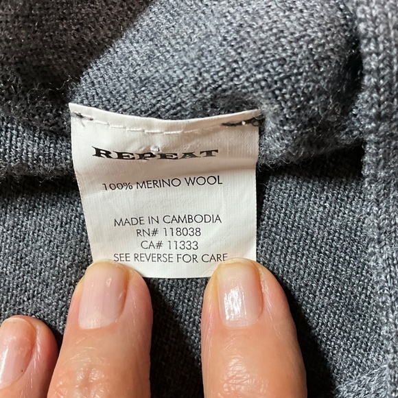 REPEAT EASY KNIT 100% Merino Wool Wrap Fringed Long Sleeve Cardigan Sz XL - Picture 9 of 10